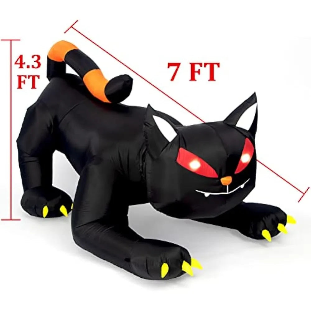 Halloween Inflatable 1.8m Black Cat Toy Shakes Head