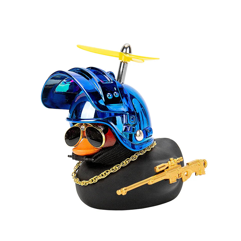 Broken Wind Rubber Duck With Helmet Pendant Duck