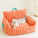 Cats Bed Stripe Bed Sofa Cushions Plush Houses