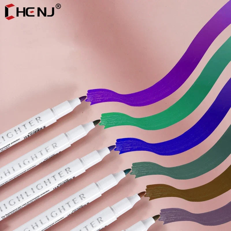 5 Colors/box Double Headed Highlighter Pen Set Fluorescent