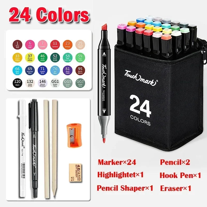 168 Color Marker Pen Set Manga Double-Headed Comic