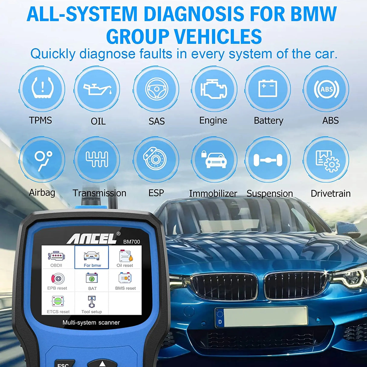 ANCEL BM700 OBD2 Scanner for MINI EPB SAS