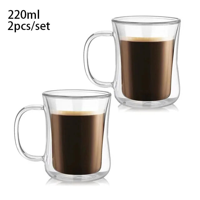 YWDL 200ml Double Wall Glass Coffee Mug Heat-resistant