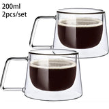 YWDL 200ml Double Wall Glass Coffee Mug Heat-resistant