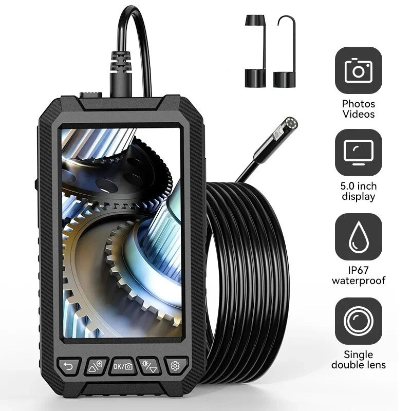 5.0Inch IPS Industrial Endoscope Camera 8mm HD1080P Dual