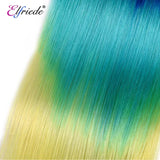 Elfriede BlueGreenYellow Straight Ombre Colored Hair Bundles with