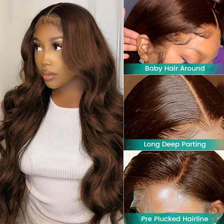 13x4 Chocolate Brown Colored Lace Front Human Hair