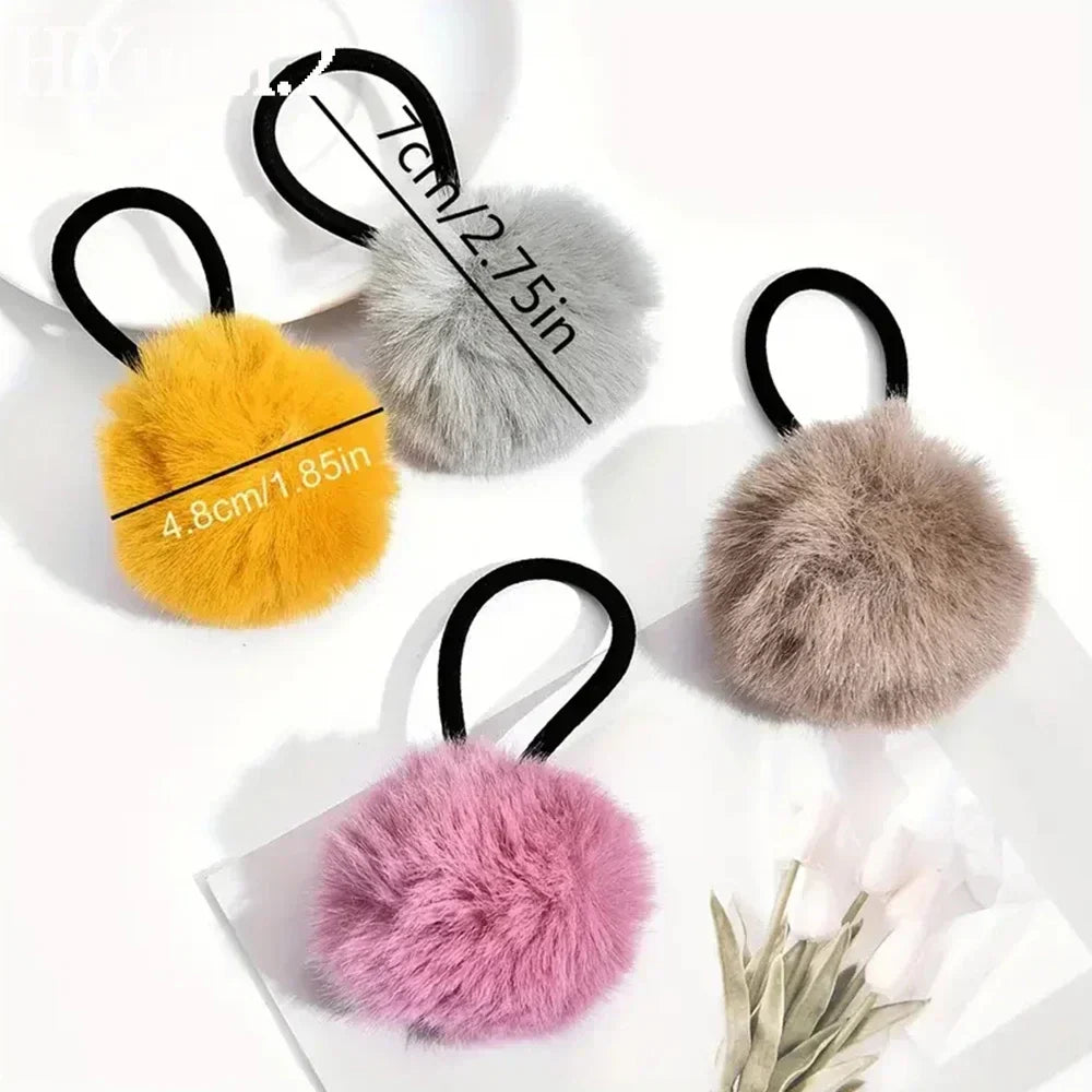 Cute Fur Ball Plush Hair Rope High Elastic