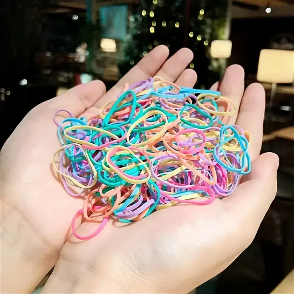 1000pcs Disposable Colorful Hair Ties Elastic Hair Bands