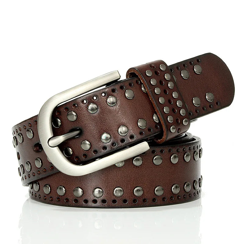 3.3CM Punk Lady Belts Rivet Women Belt High