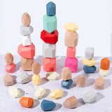 Children Wooden Colored Stone Balanc Building Blocks Educational