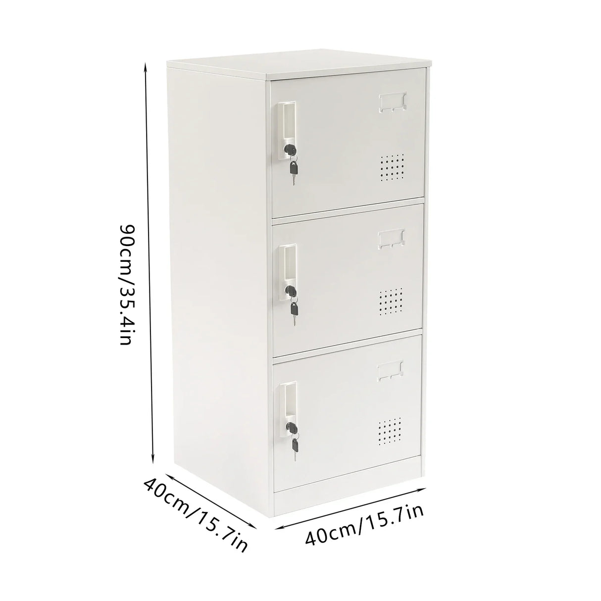 40*40*90cm White 3 Door Metal File Cabinet Office