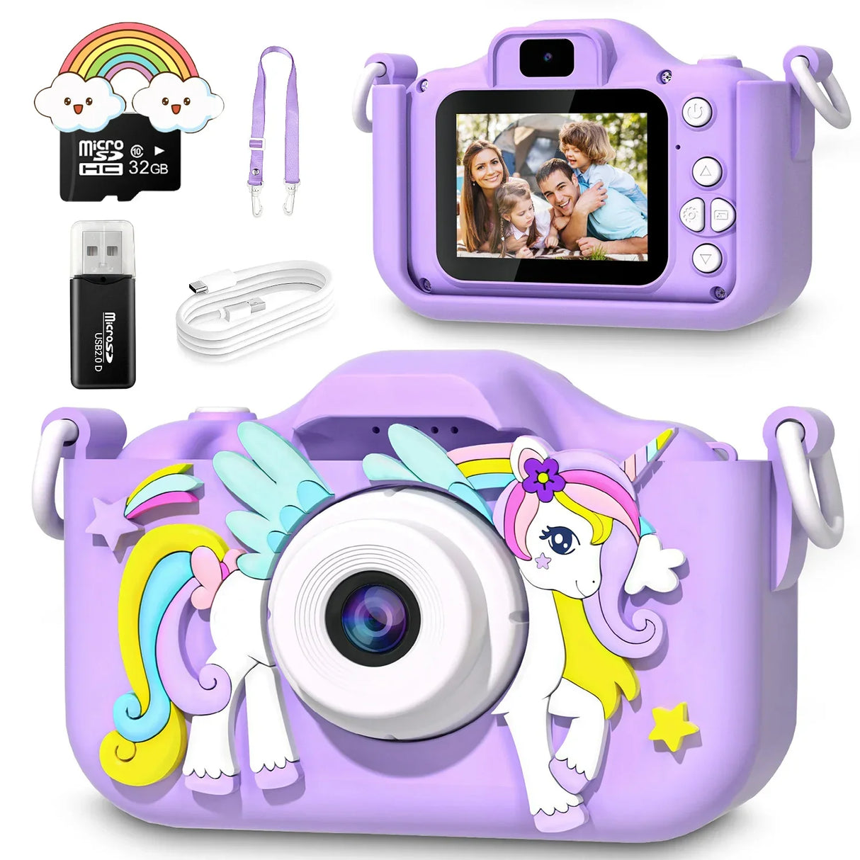 Kids Camera Toys Purple Unicorn for Girls Boys