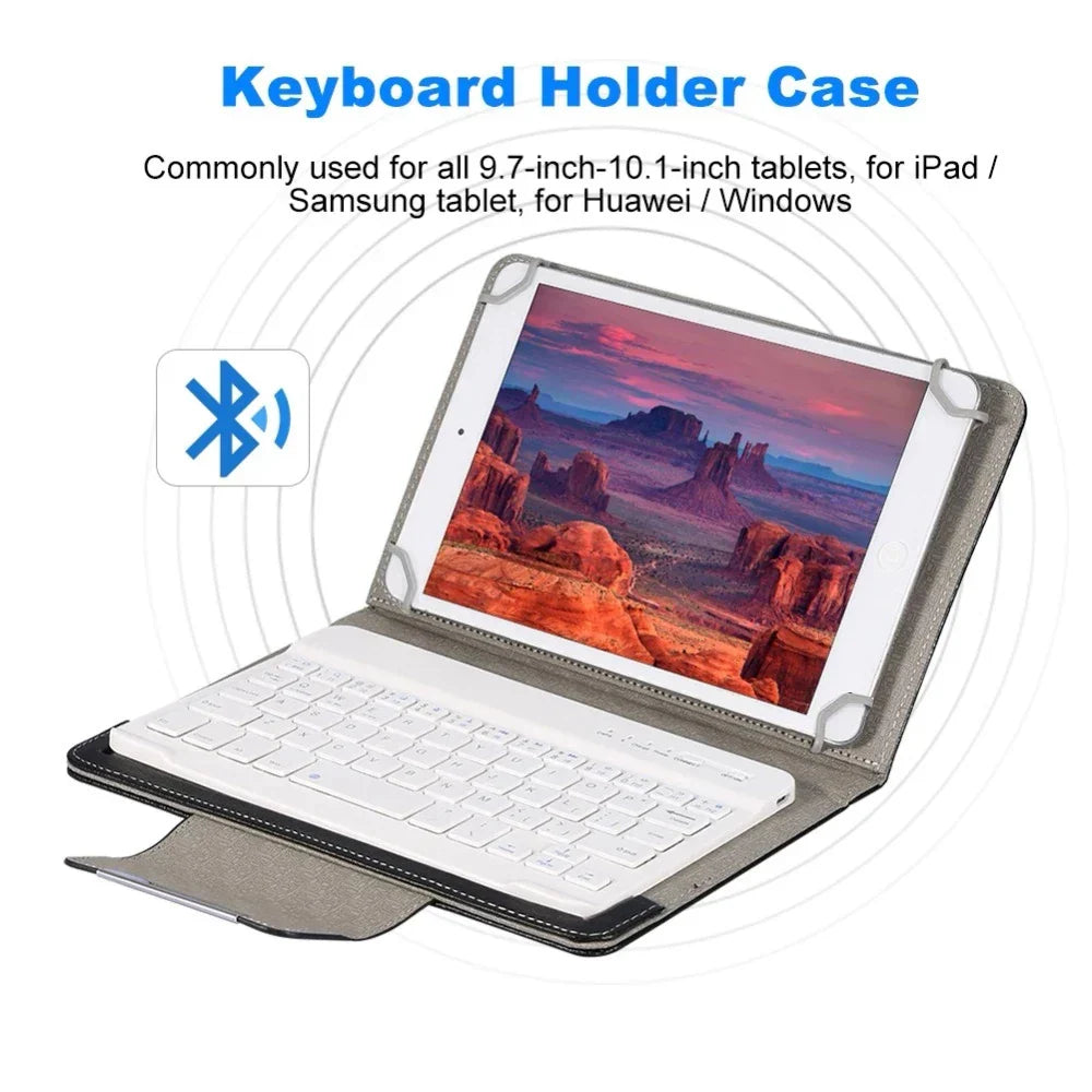 Universal Wireless Bluetooth Keyboard with Leather Case Stand