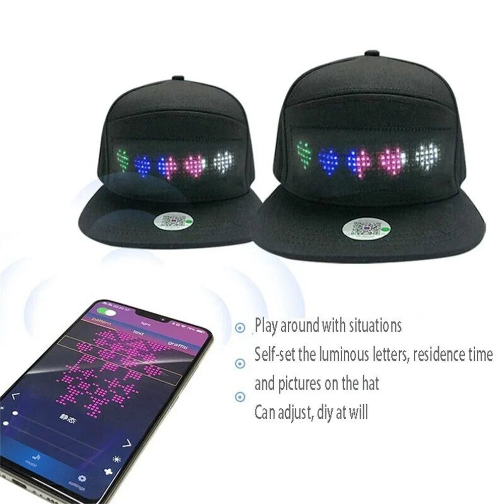 Unisex Baseball Cap USB Rechargeable Bluetooth APP Programmable