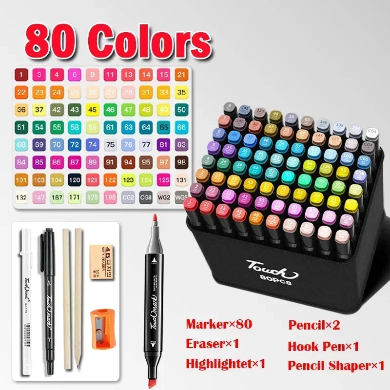 168 Color Marker Pen Set Manga Double-Headed Comic
