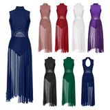 Womens Modern Lyrical Dance Dress Keyhole Sleeveless Ballet