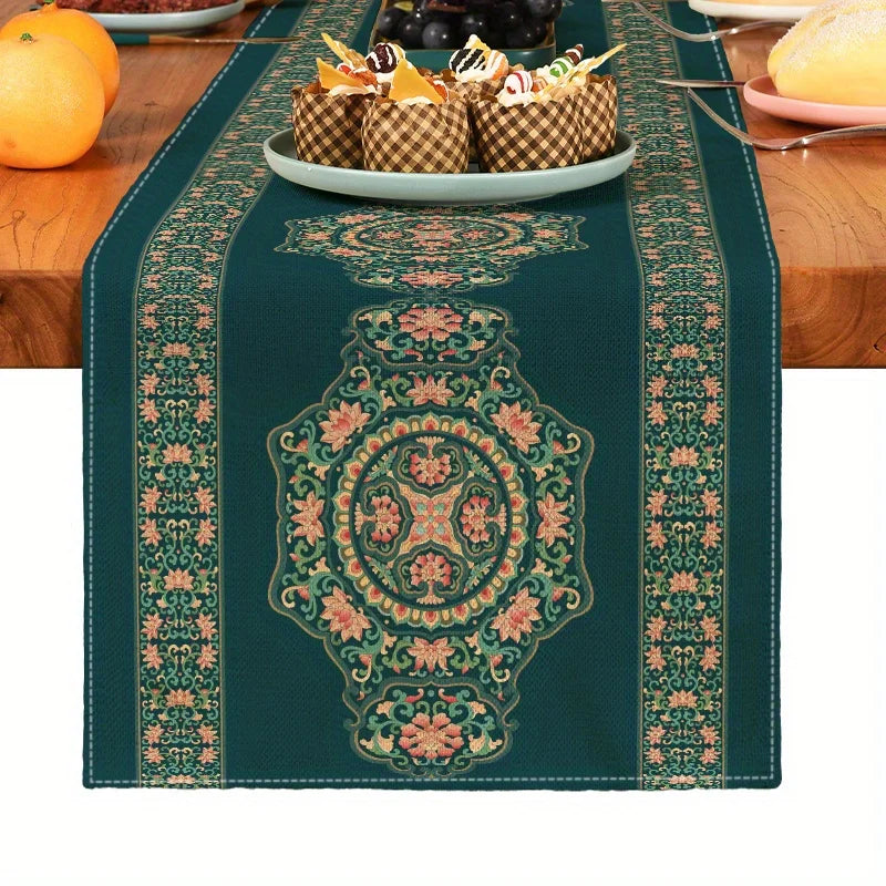 Bohemian Geometric Pattern Table Runner Linen Kitchen Decoration
