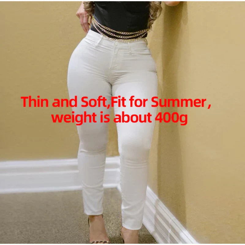 Plus Size High Waist Sexy Skinny White Basic