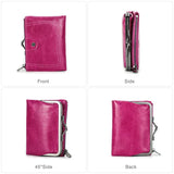 Contact'S Metal Frame Wallet Ladies Purse Women Cowhide Vintage Hasp and Zipper Red Small Purses for Woman ID Cards And Coin
