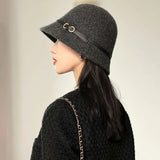 New wool bucket hat Women's warm autumn and