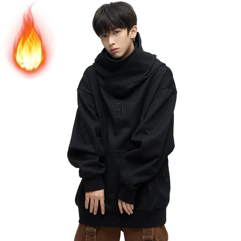 Solid Color Men Sweatshirt Japanese Harajuku Urban Streetwear