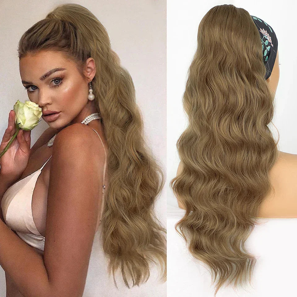 Vigorous Synthetic Long Body Wavy Drawstring Ponytail for