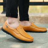 Genuine Leather Men Casual Shoes Brand Soft Italian Men Loafers Moccasins Breathable Slip on Black Driving Shoes Plus Size 37-47