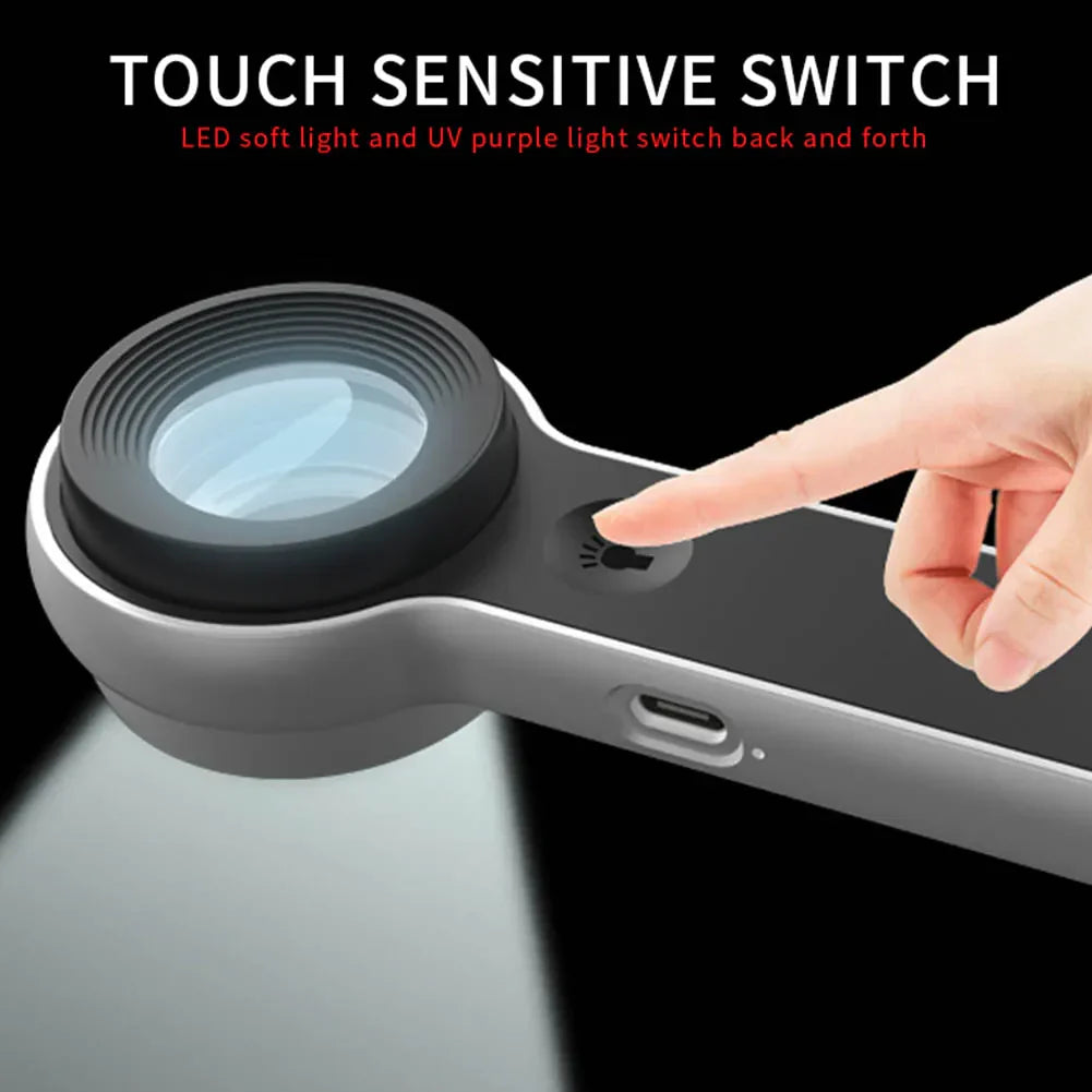 60X Magnifier with UV Light Handheld Illuminated Magnifying