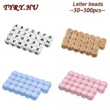 TYRY.HU 50-500Pcs 12mm Silicone Letter Beads BPA-Free Colorful