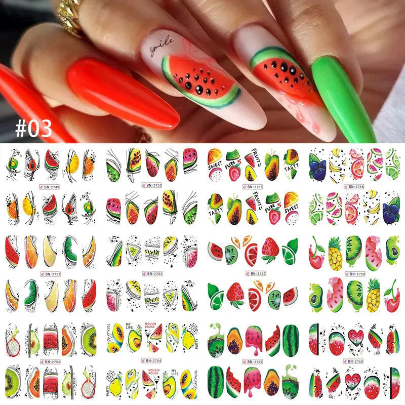 12 Designs Nail Stickers Set Mixed Floral Geometric