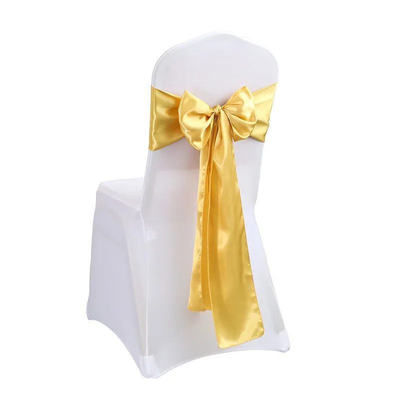 10PCS 17x275cm Sage Green Satin Chair Sashes Bows
