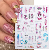Purple Marble Nails Stickers Smoke Design Manicure Decals