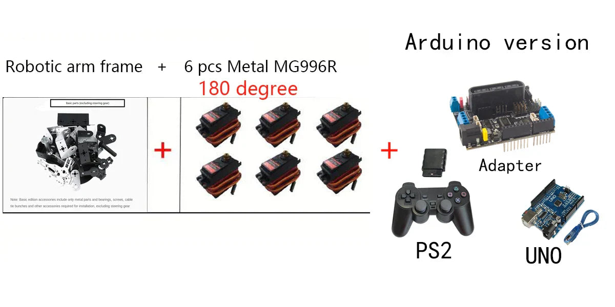 6 DOF Robotic Arm with MG996 180/360 Degree