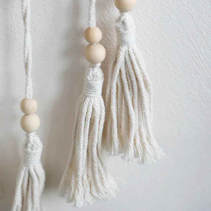 Macrame Wall Mirror Wooden Beads Decorative Mirrors Boho