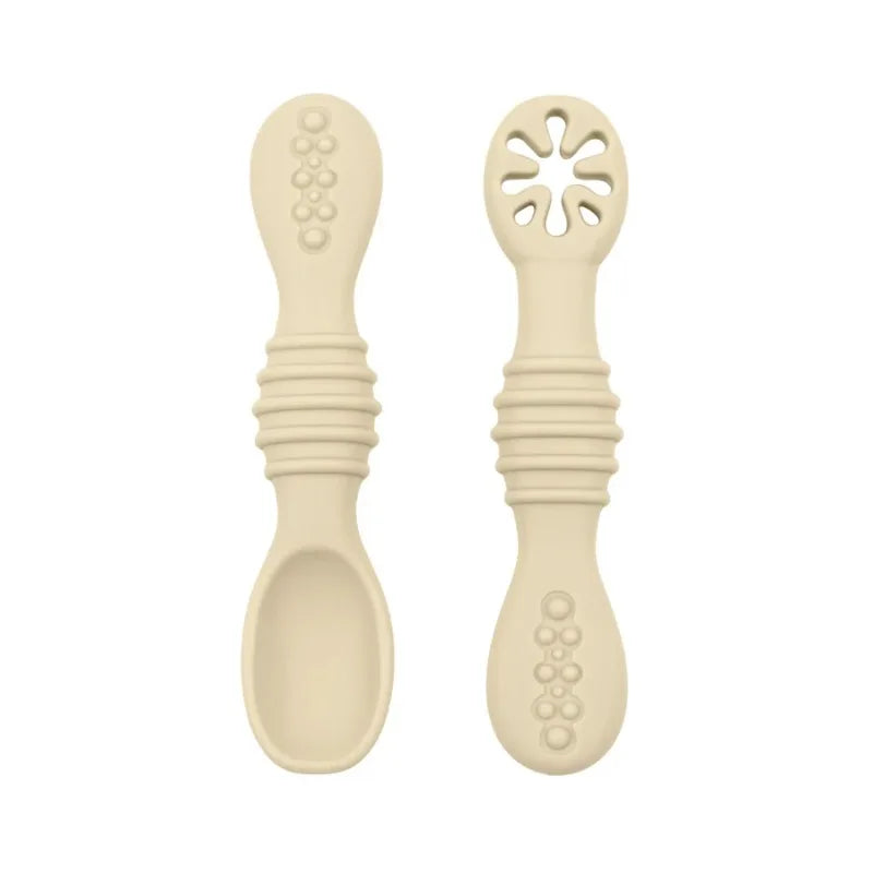 2PCS Cute Baby Learning Spoons Utensils Set Food