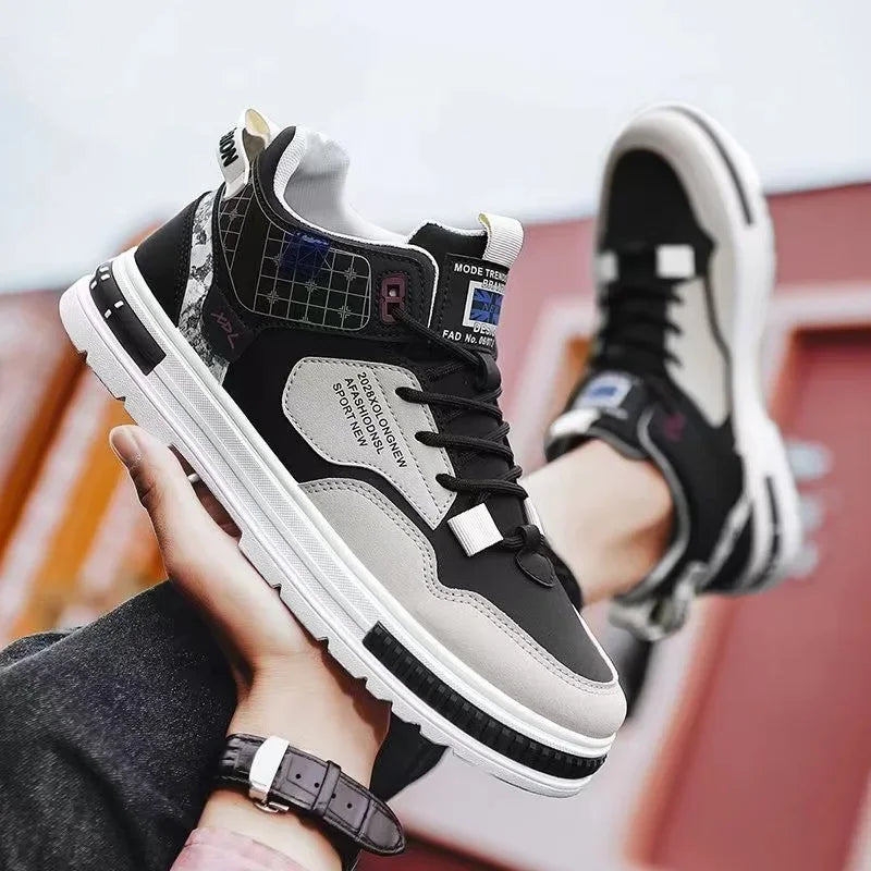 Men's Platform Shoes Laceup Mens Vulcanized Shoes Comfortable