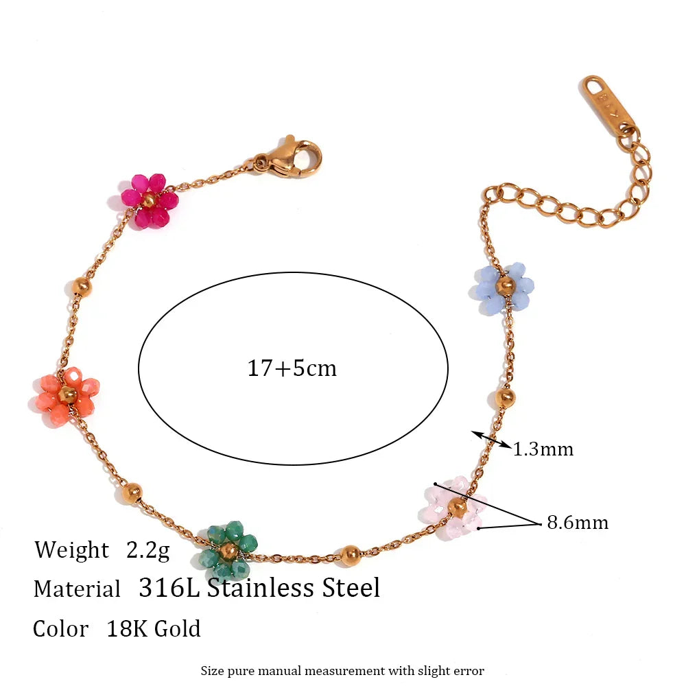 Handmade Colorful Beads Flower Charm Y2K Jewelry Set