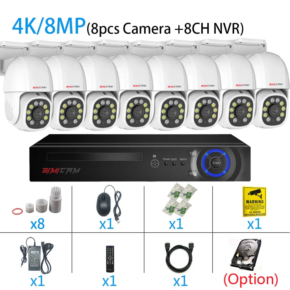 4K POE PTZ IP Camera Kit 8MP Bullet