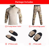 Mens Tactical Suit with Pads Combat Shirtpants Military