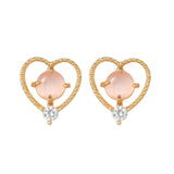 New Ins Pink Heart Zircon Stud Earring For