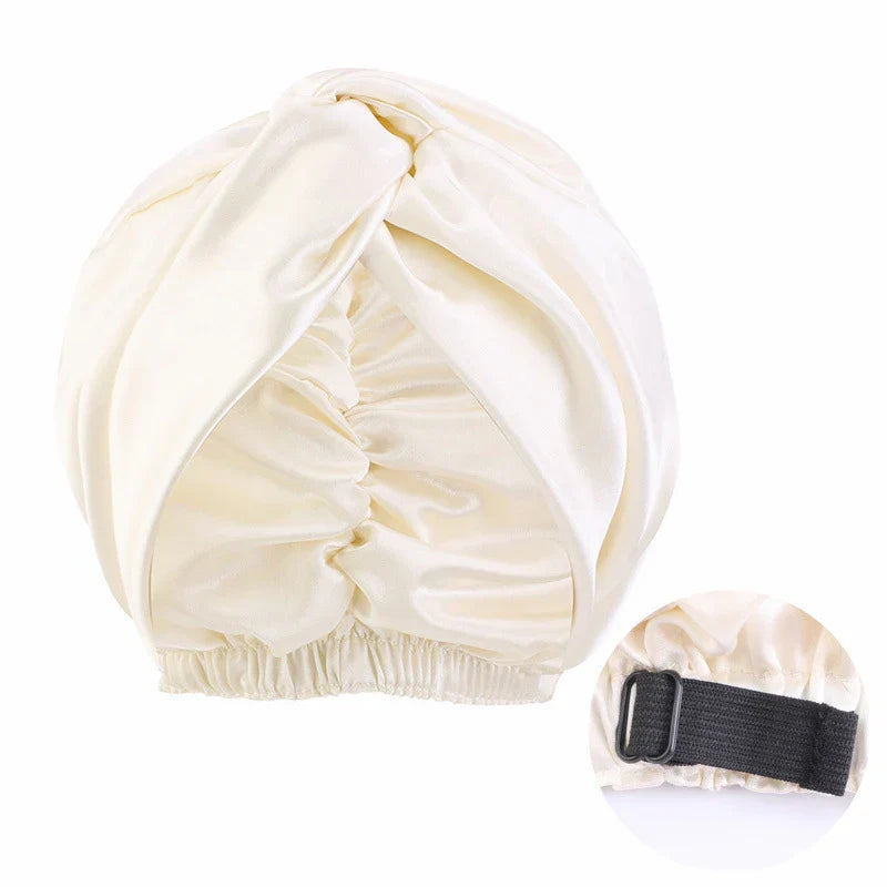 New Women Satin Sleep Night Cap Adjustable Double