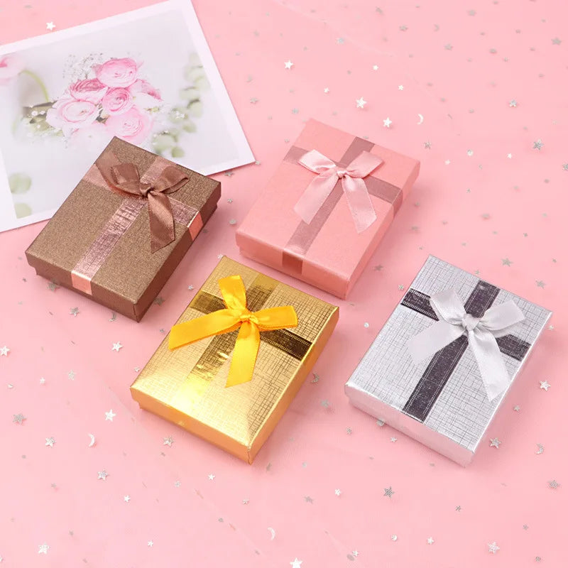 12pcs Cardboard Jewelry Set Bow Gift Box Ring