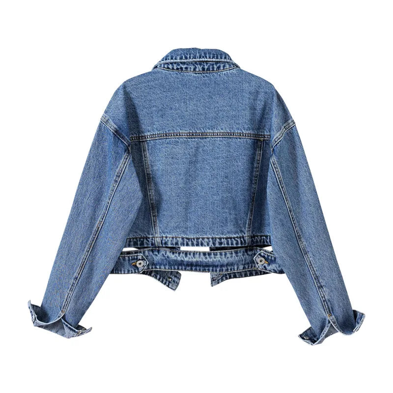 Spring Autumn Women Denim Jacket Casual Long Sleeve