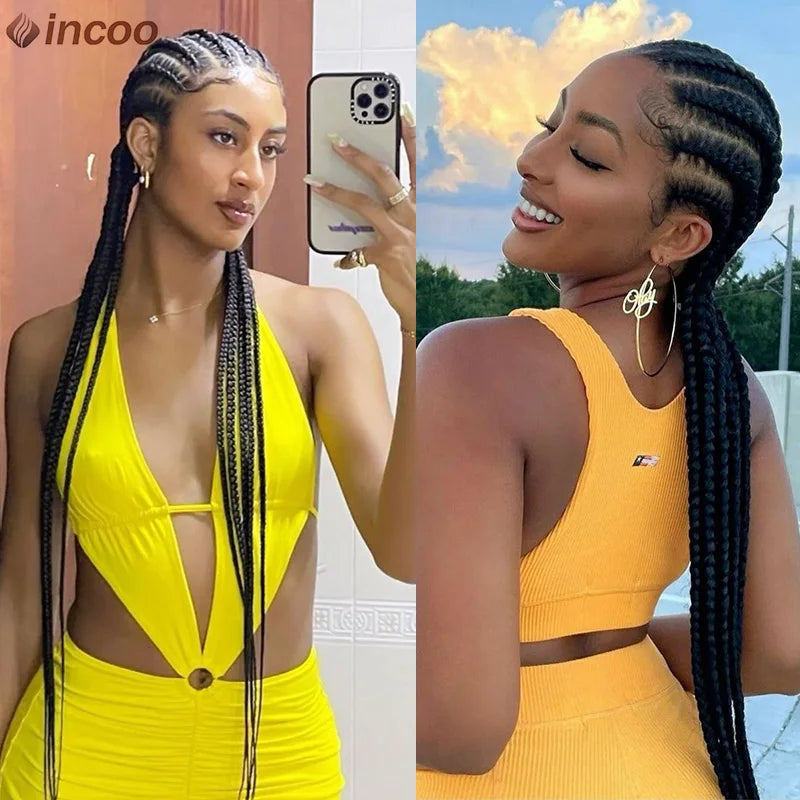 Incoo 36'' Synthetic Twist Braids Lace Front Wig
