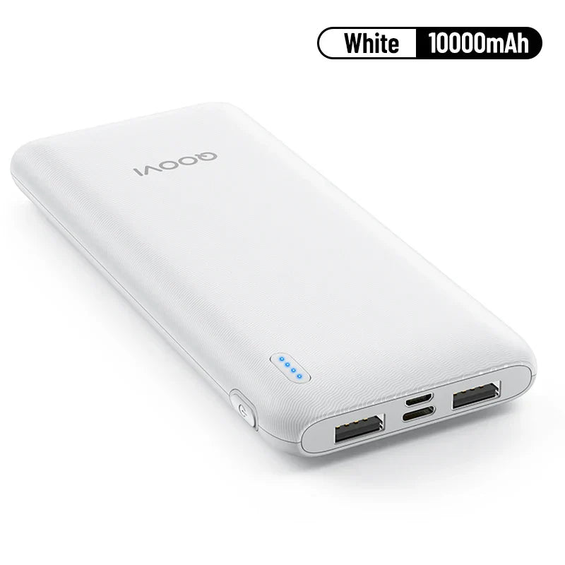 QOOVI 10000mAh Power Bank Ultra-thin Portable Charger For