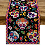Mexican Day of The Dead Linen Table Runners