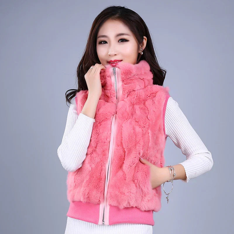 Real Fur Rabbit Korean Rabbit Fur Coat Natural