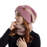 Women Knitted Scarf Soft Fleece Lined Hat Scarf