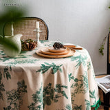 Gerring Cotton Linen Tablecloths Green Printed Table Cloth